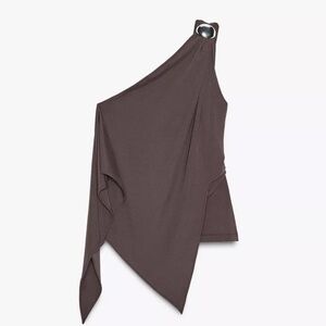 Zara Chocolate Brown One-Shoulder Top
